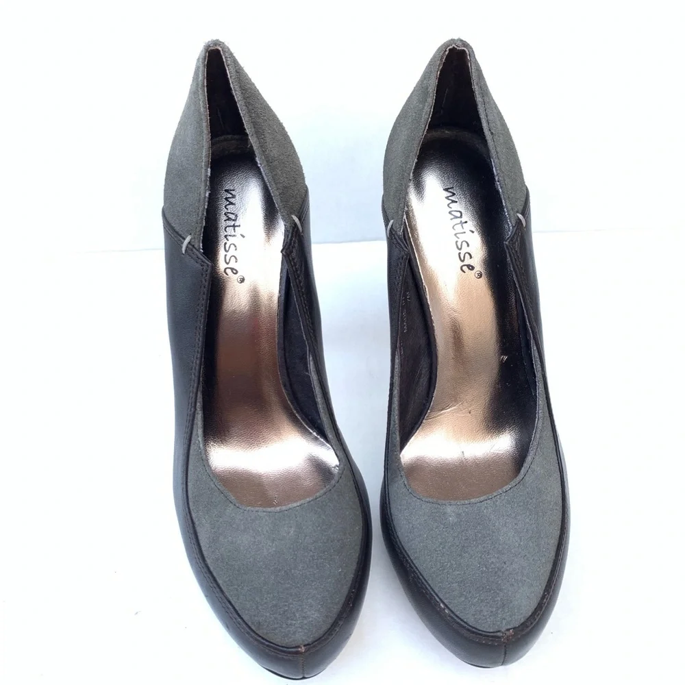 MATISSE BROWN AND GREY SUEDE HEELS - Picture 2 of 5